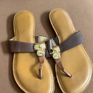 Michael Kors Gold and Brown Sandals